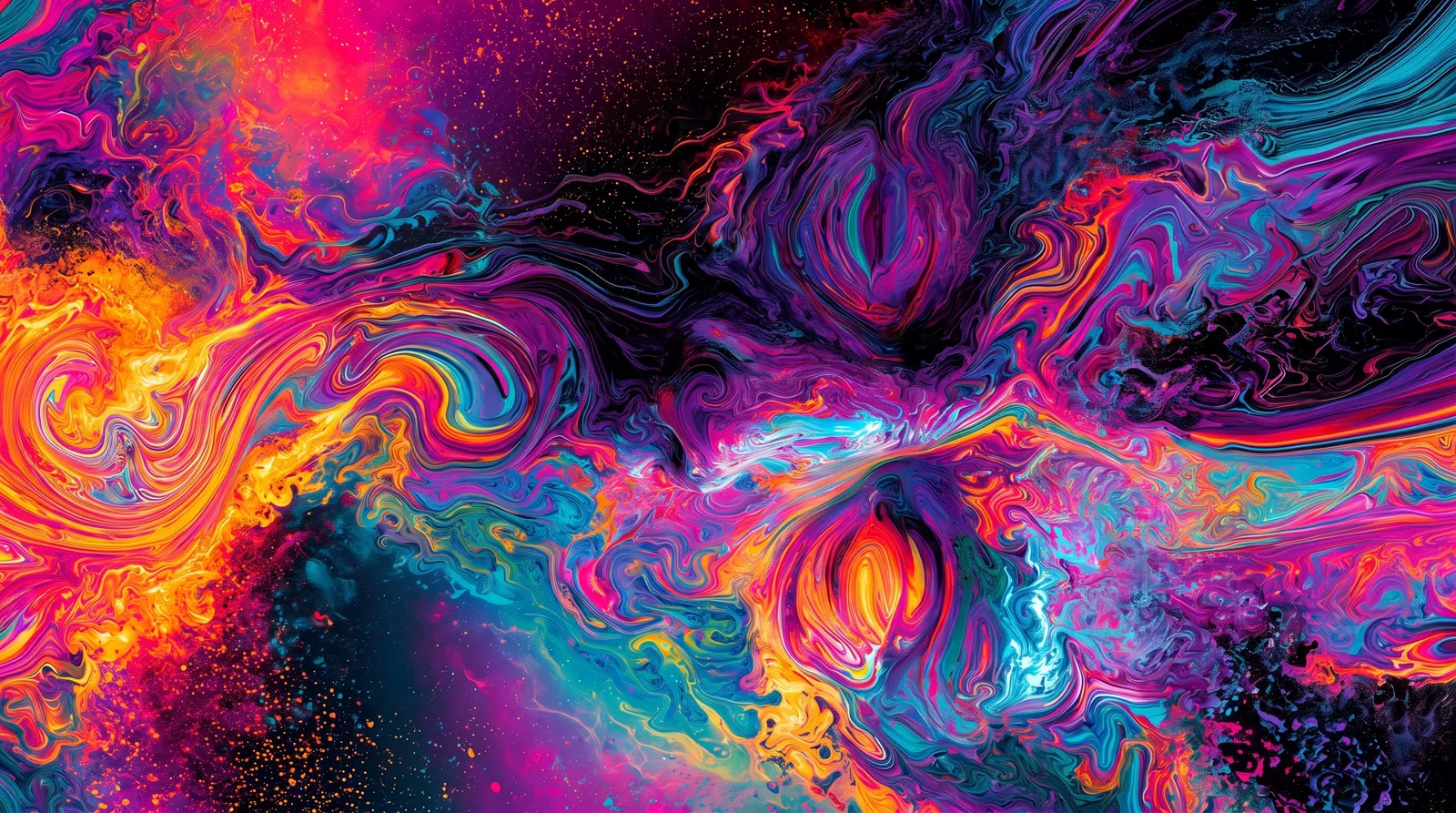 Currents of magenta, gold and blue flowing together
