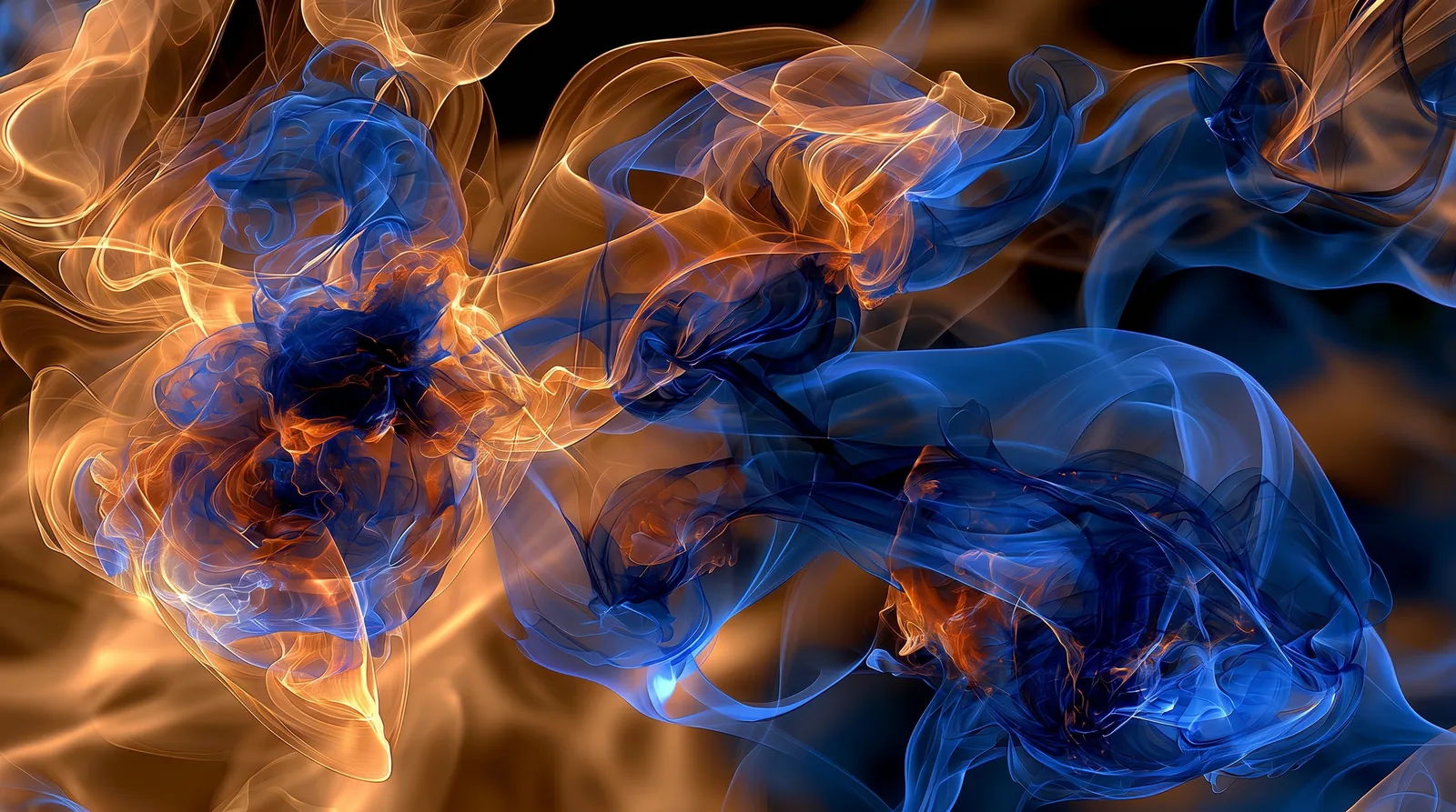 Two vibrant abstract forms curving toward one another